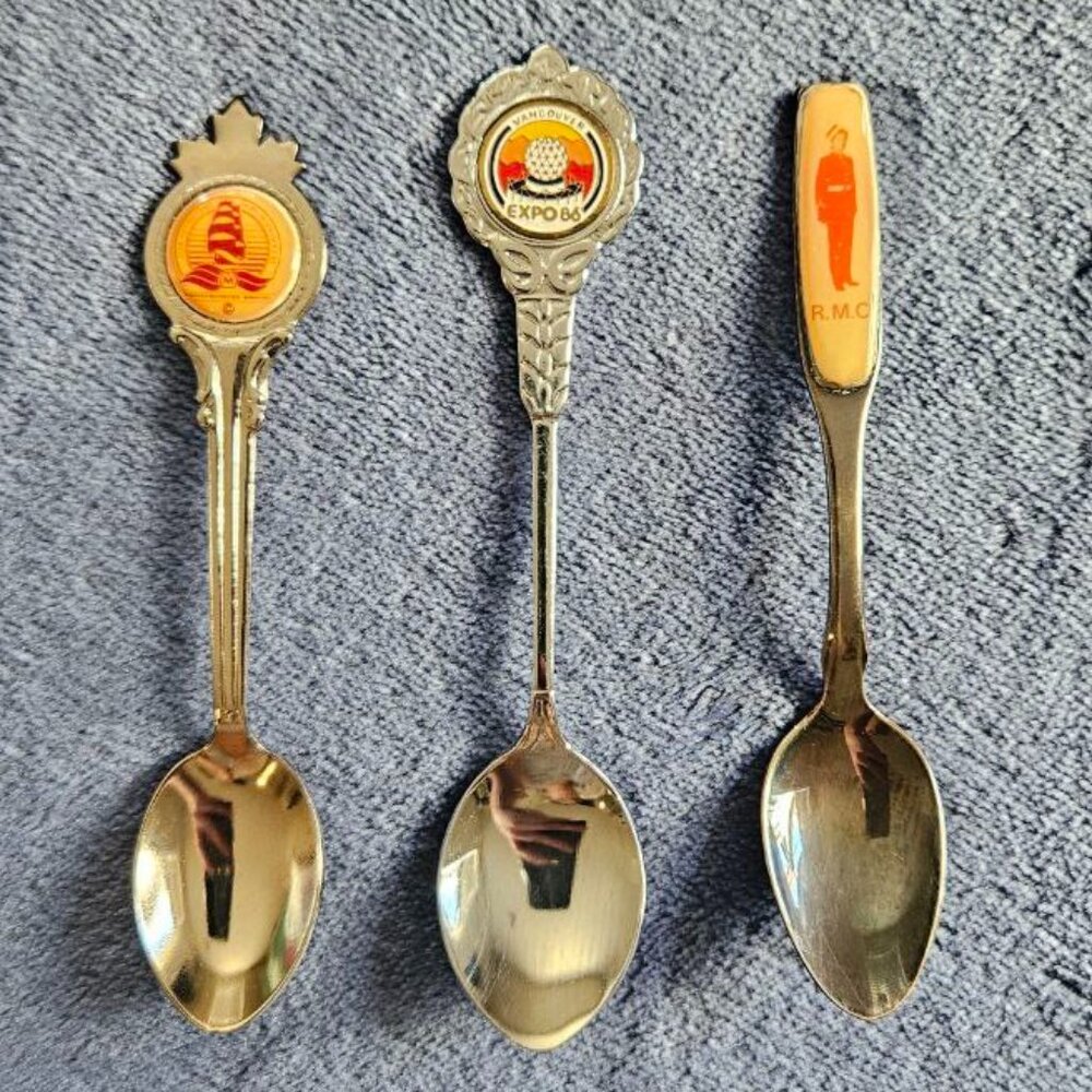 Vintage Set/Lot 3 Souvenir Spoons - Vancouver Expo 86, Ontario Tall Ships & RCMP